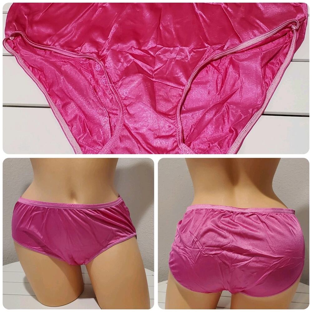 Shadowline 11032 Bikini Panty Shiny Nylon Full Cut Silky Electric Pink